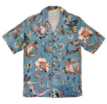 Load image into Gallery viewer, UNISEX - FORBIDDEN BERRY CAMP-COLLAR SHIRT IN AQUA
